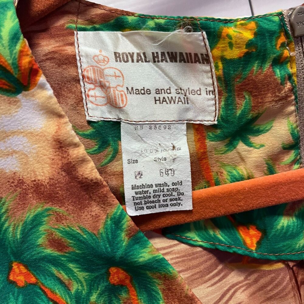 Royal Hawaiian Vintage Womens Aloha Landscape 1970s Maxi Dress EUC - Picture 7 of 12